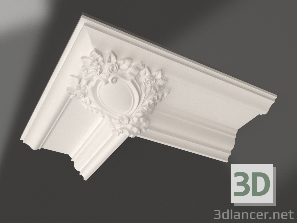 modèle 3D Corniche de plafond en plâtre KLU 032 1 (80x192x400x400) - preview