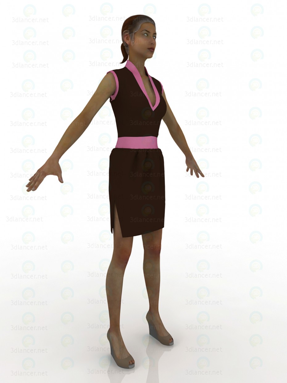 3d model Vestido chocolate y tulipán rosa - vista previa