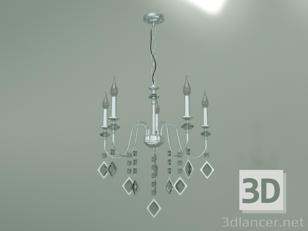 modello 3D Lampadario a sospensione Telao 10110-5 (cristallo cromo fumè) - anteprima