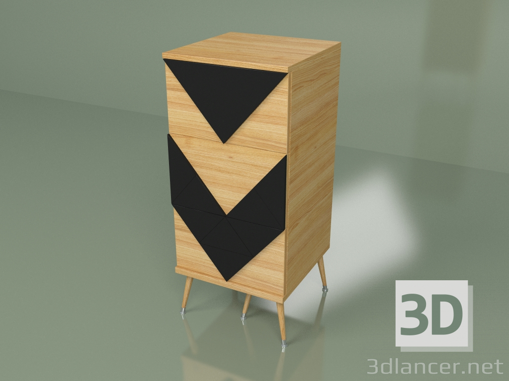 modèle 3D Petite commode Slim Woo (noir) - preview