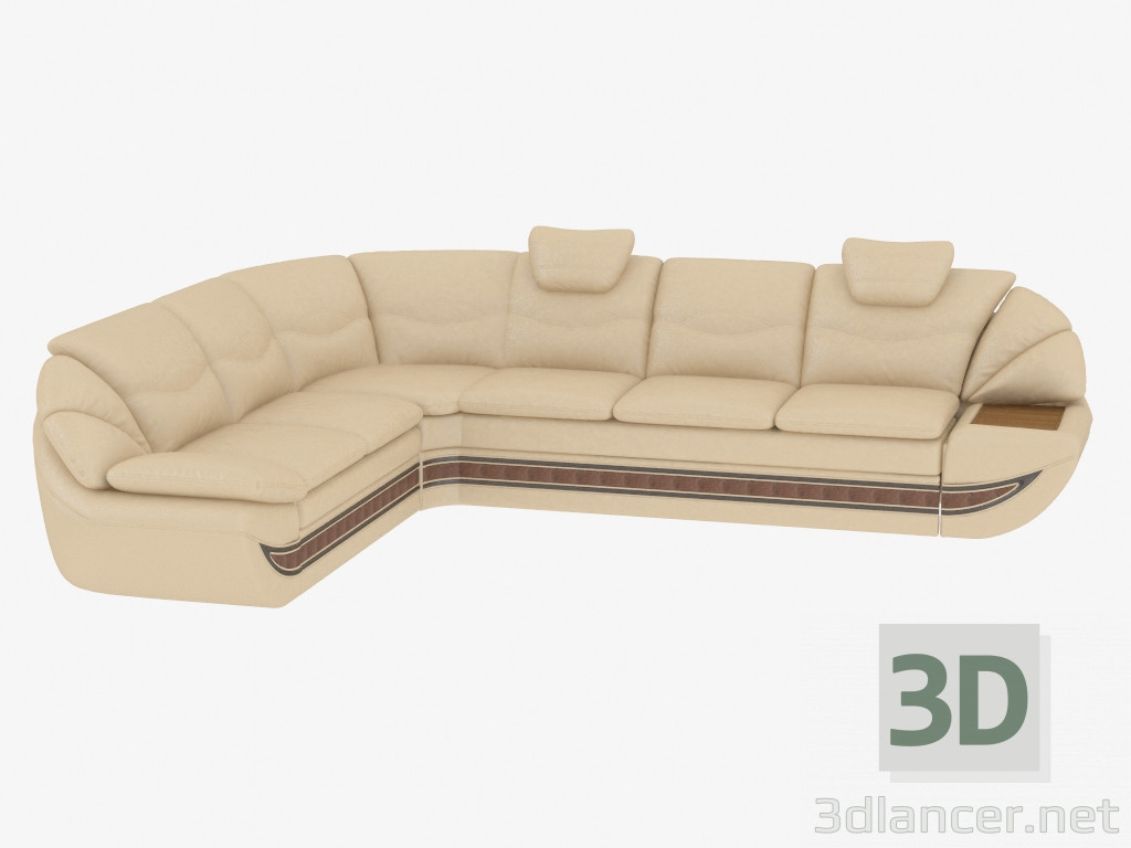 3D Modell Leder Ecksofa mit Tisch - Vorschau