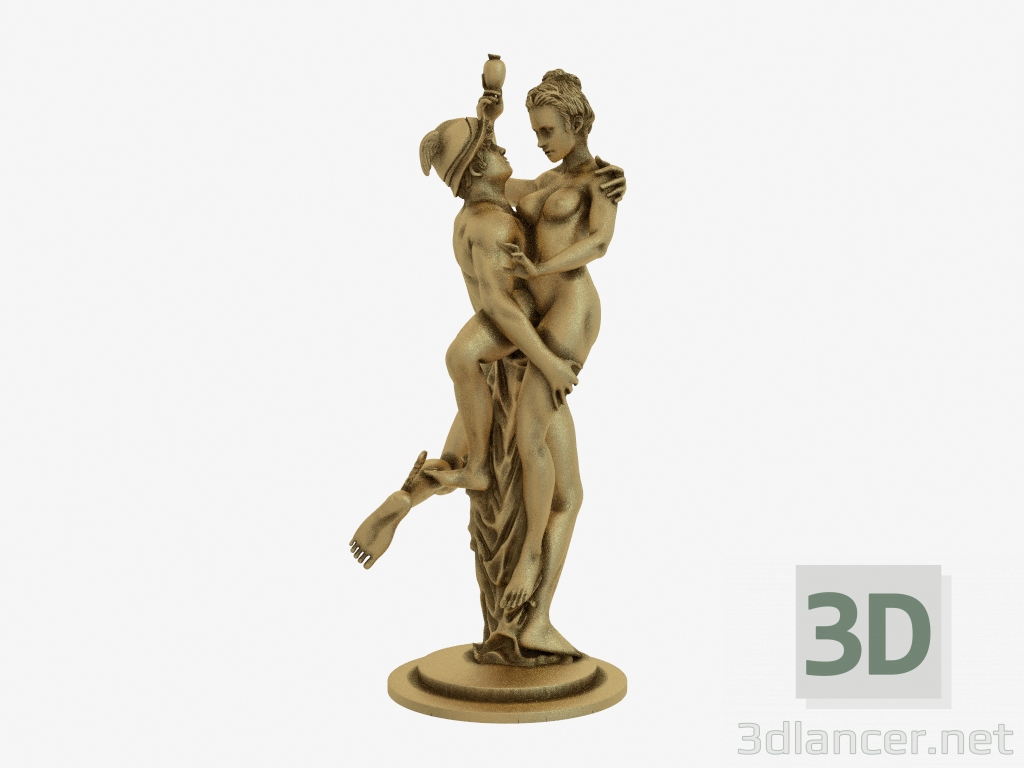 Modelo 3d Escultura de bronze Mercury levantando Psique - preview