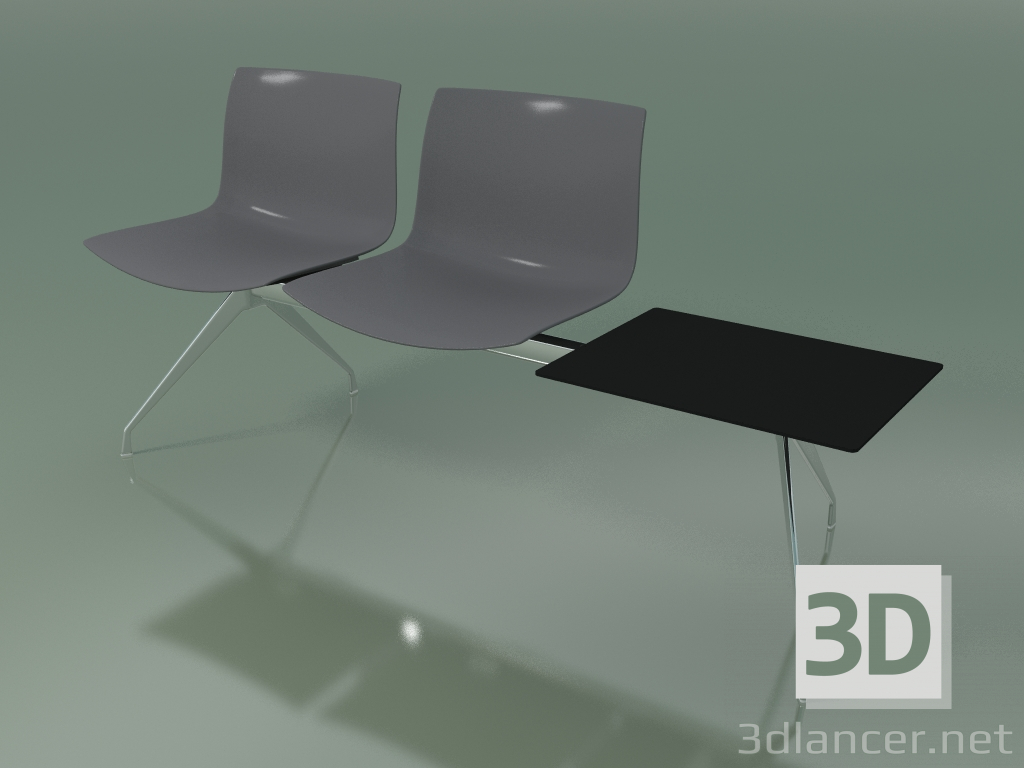 3d model Bench 2036 (double, with a table, polypropylene PO00412) - preview