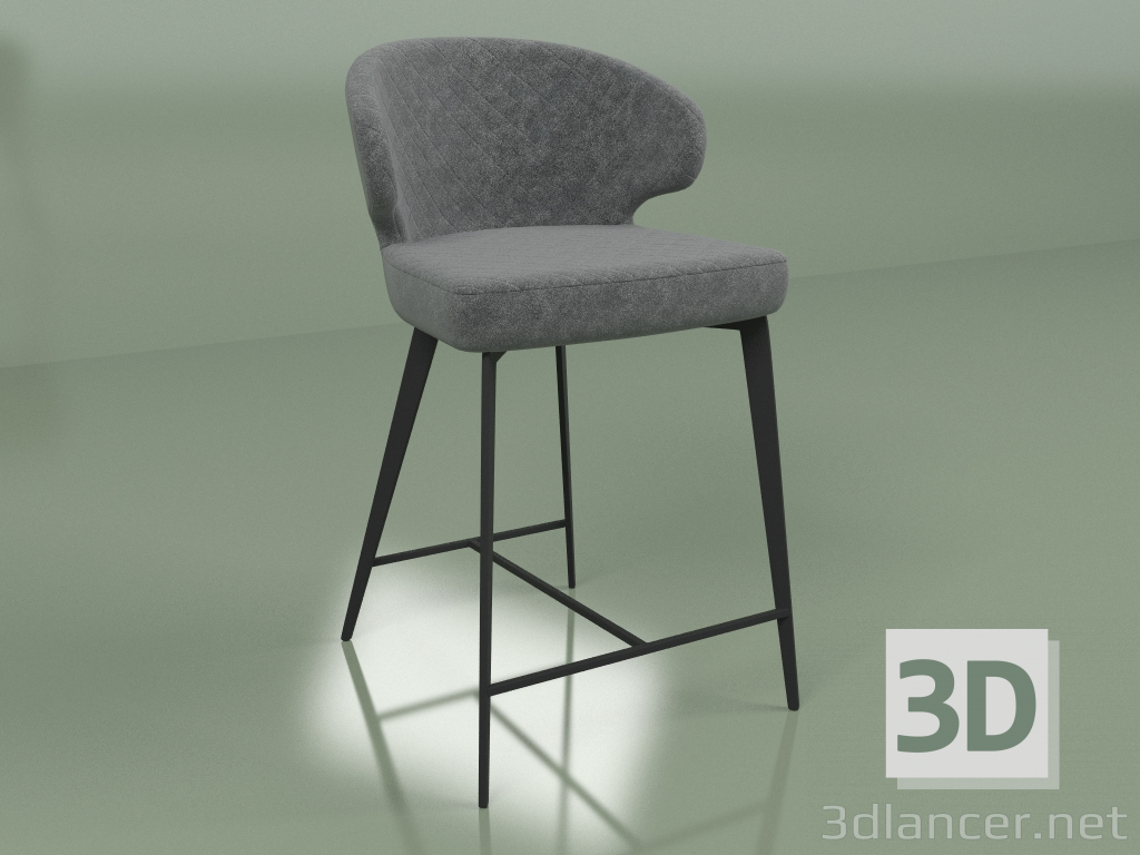 modello 3D Sedia semi-bar Keen (grigio olio) - anteprima