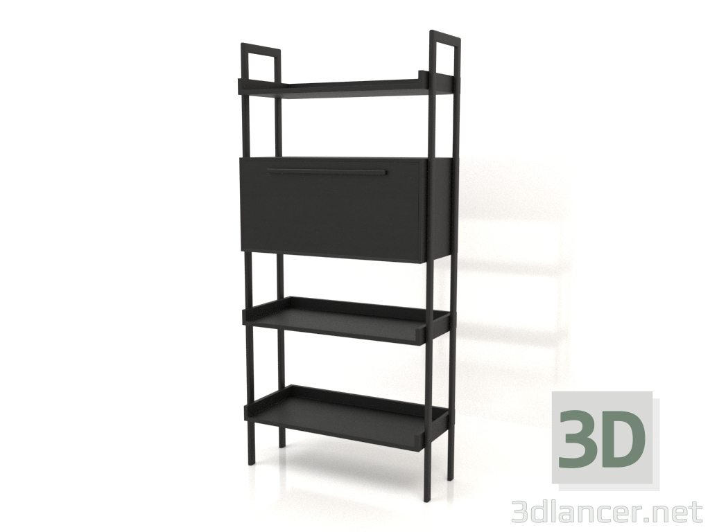 3d модель Стелаж ST 03 (з тумбою) (900х400х1900, wood black) – превью