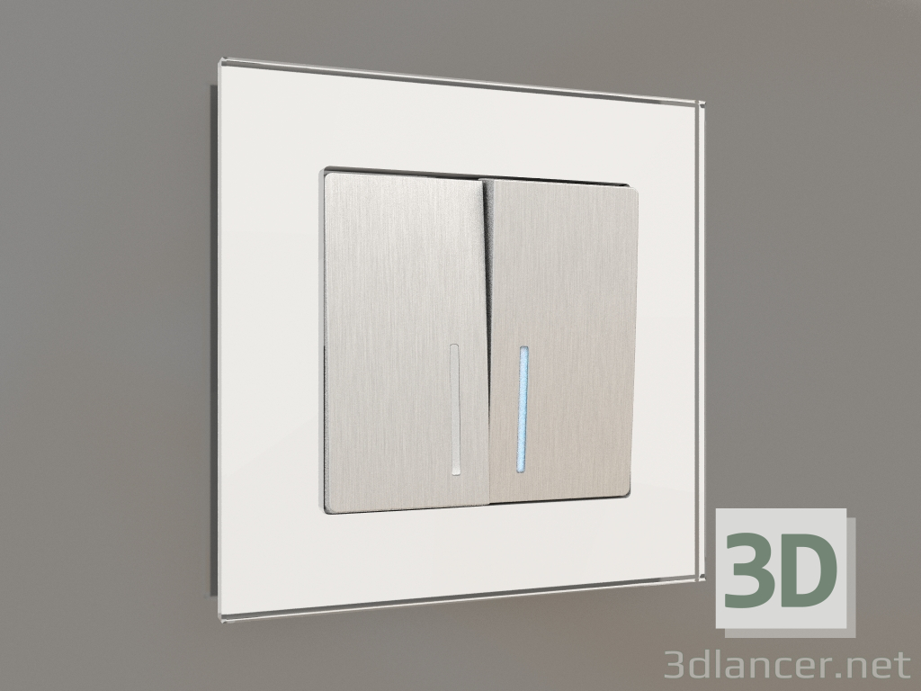 Modelo 3d Interruptor de duas vias com luz de fundo (corrugado prateado) - preview