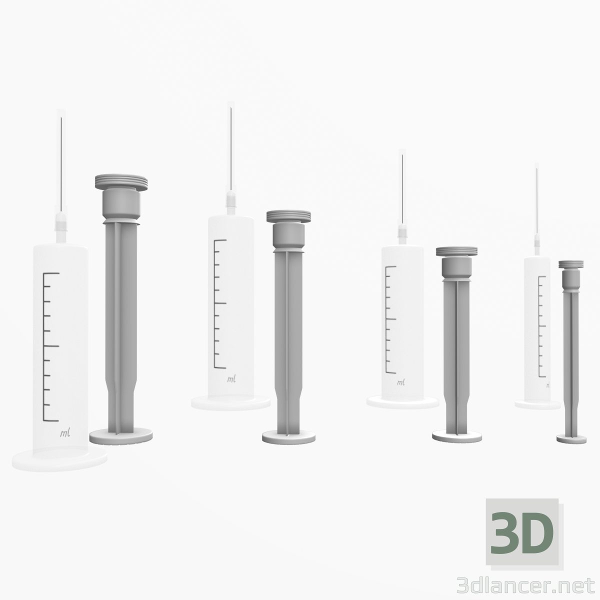 3d Medical syringes model buy - render