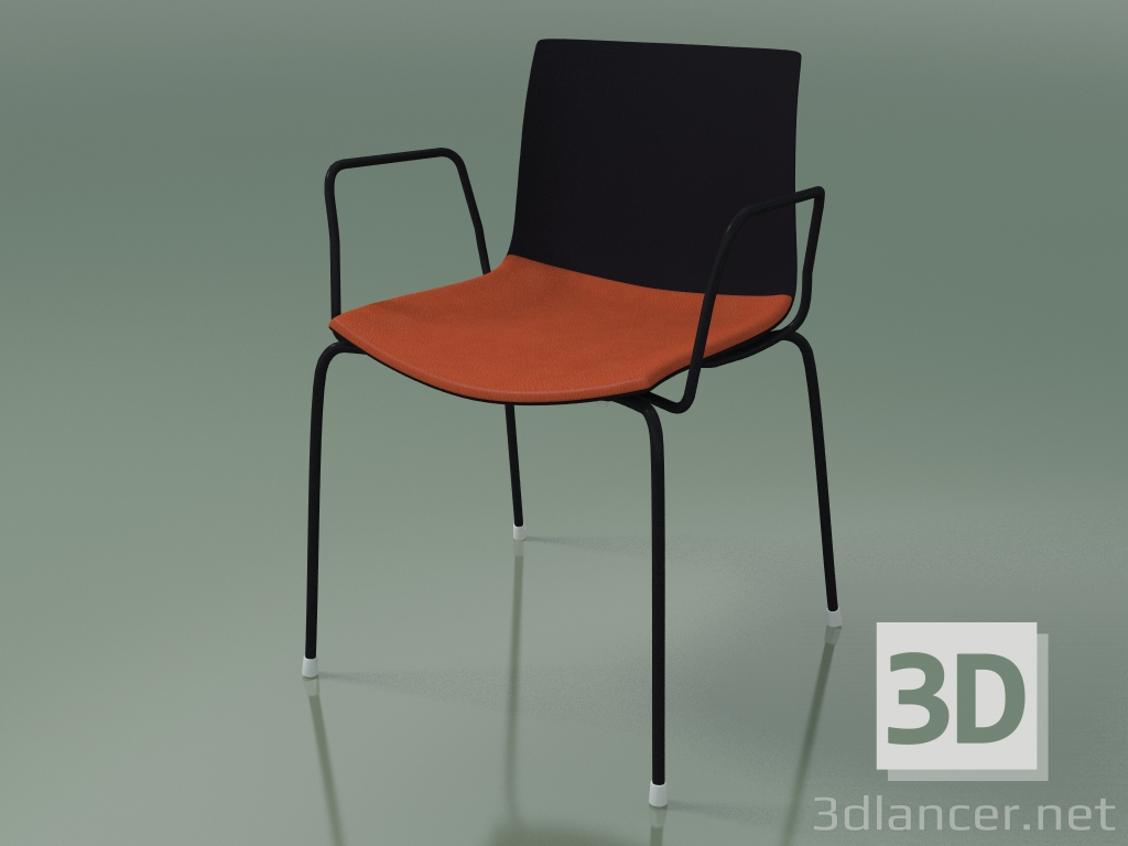 3D Modell Stuhl 0450 (4 Beine mit Armlehnen und einem Kissen auf dem Sitz, Polypropylen PO00109, V39) - Vorschau