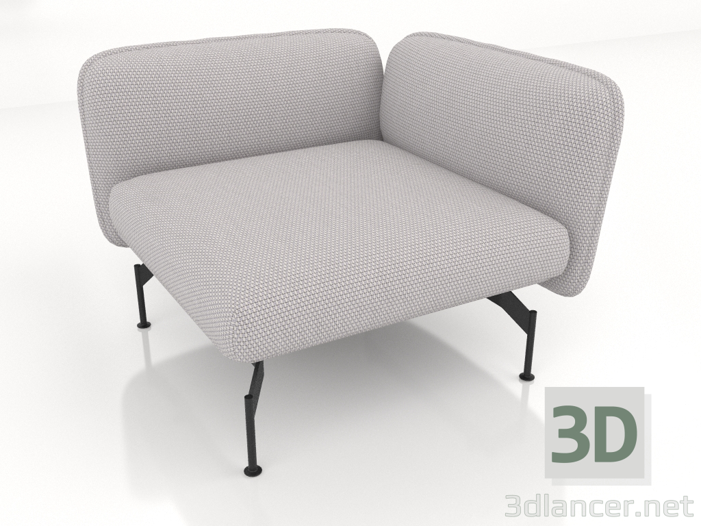 3d model 1-seater sofa module with an armrest on the right - preview