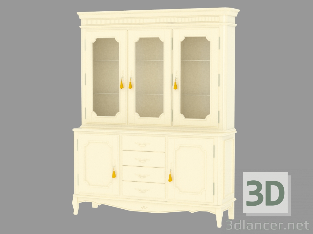 modèle 3D armoire à trois portes avec vitrine NFR2203 - preview