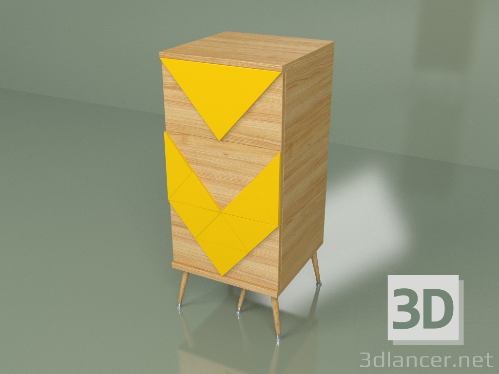 modello 3D Cassettiera piccola Slim Woo (giallo senape) - anteprima