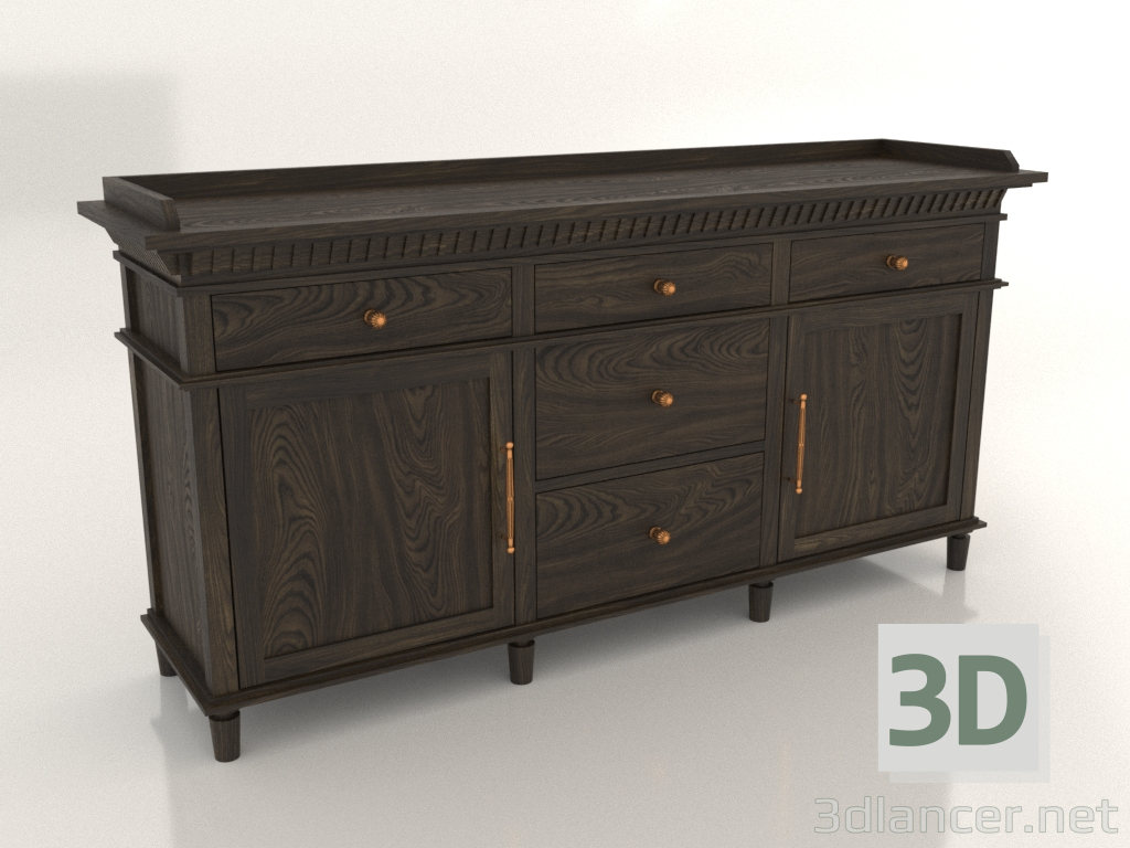 3d model Waiter station with doors and drawers (3 sections) - preview