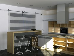 Kitchen with island, modern minimalist style