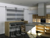 Cocina con isla, estilo moderno minimalista