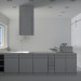 3d Kitchen with island, modern minimalist style model buy - render