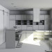 3d Kitchen with island, modern minimalist style model buy - render