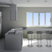 3d Kitchen with island, modern minimalist style model buy - render