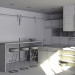 3d Kitchen with island, modern minimalist style model buy - render