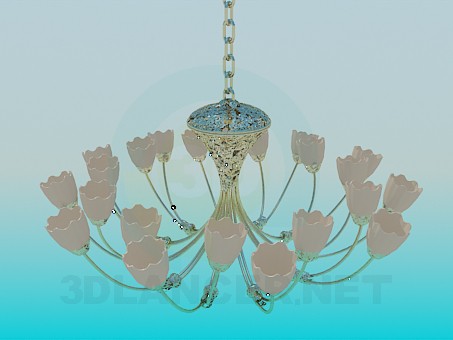 3d model Lámpara Chandelier con tulipanes - vista previa