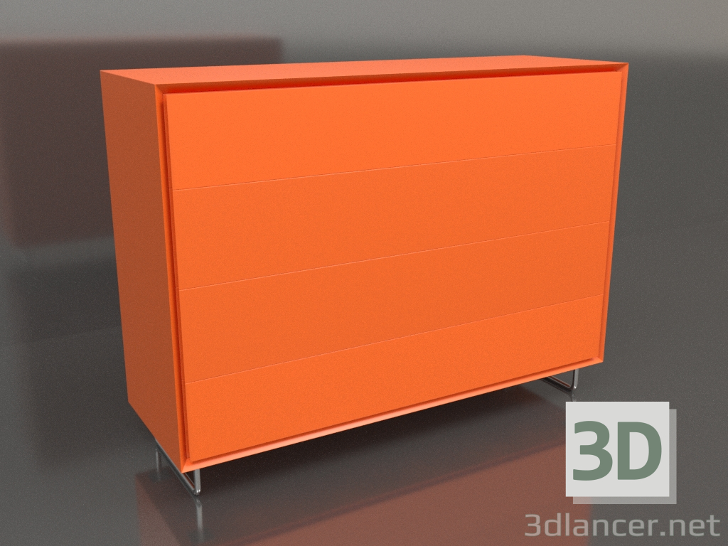 3d model Cómoda TM 014 (1200x400x900, naranja brillante luminoso) - vista previa