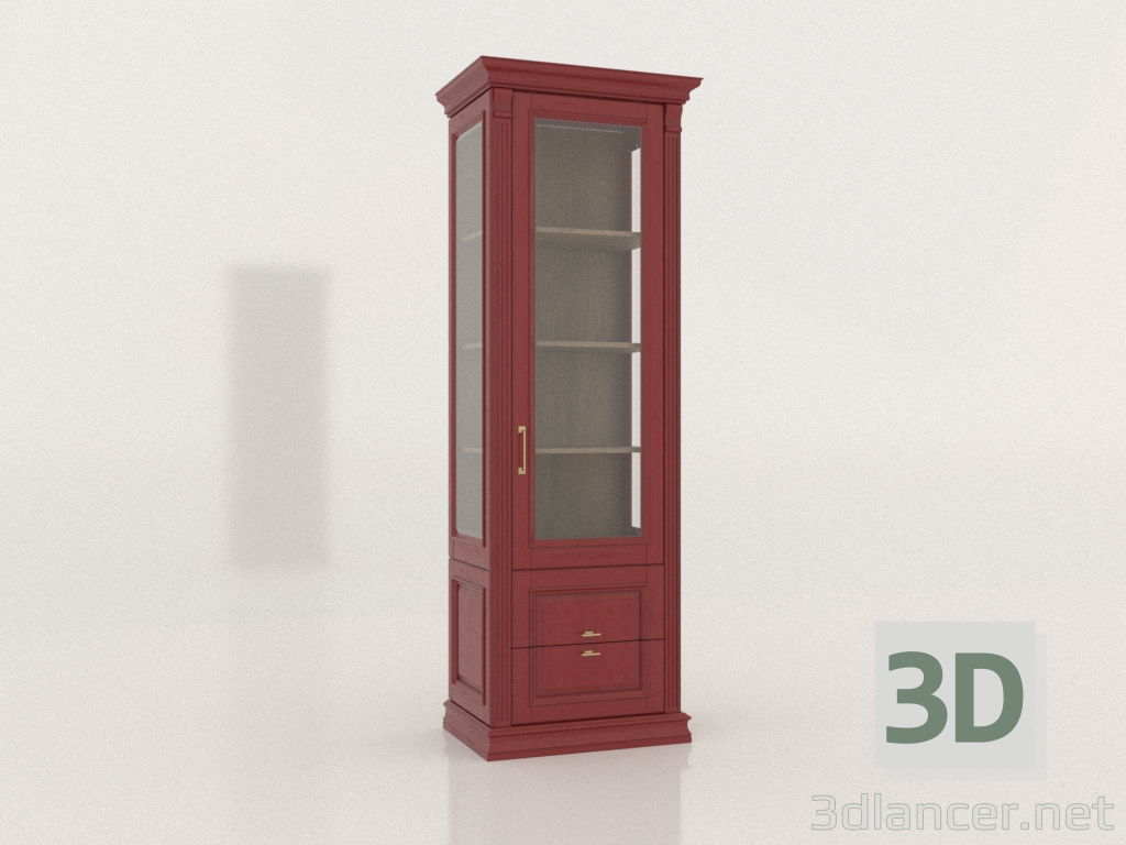 Modelo 3d Vitrine de uma porta com gavetas (Chateau) - preview