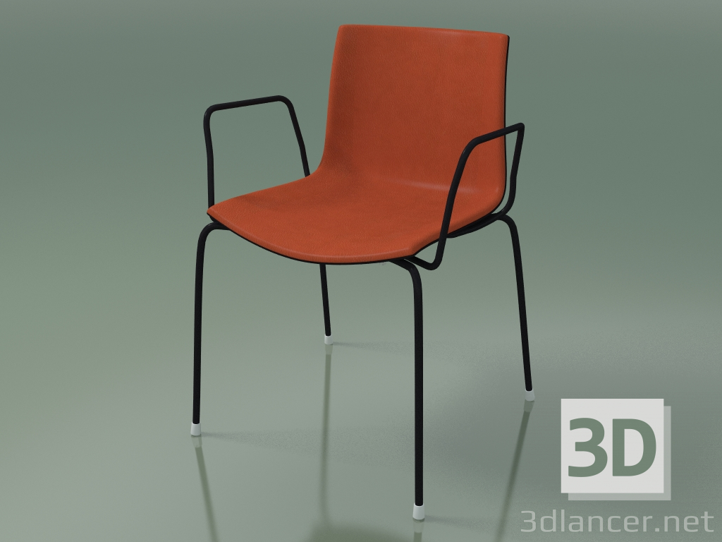 modèle 3D Chaise 0458 (4 pieds avec accoudoirs et garniture avant, polypropylène PO00109, V39) - preview