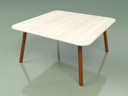 Table basse 011 (Metal Rouille, Teck de Couleur Blanc Résistant aux Intempéries)