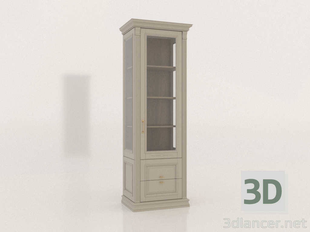 Modelo 3d Vitrine de uma porta com gavetas (Pastel) - preview