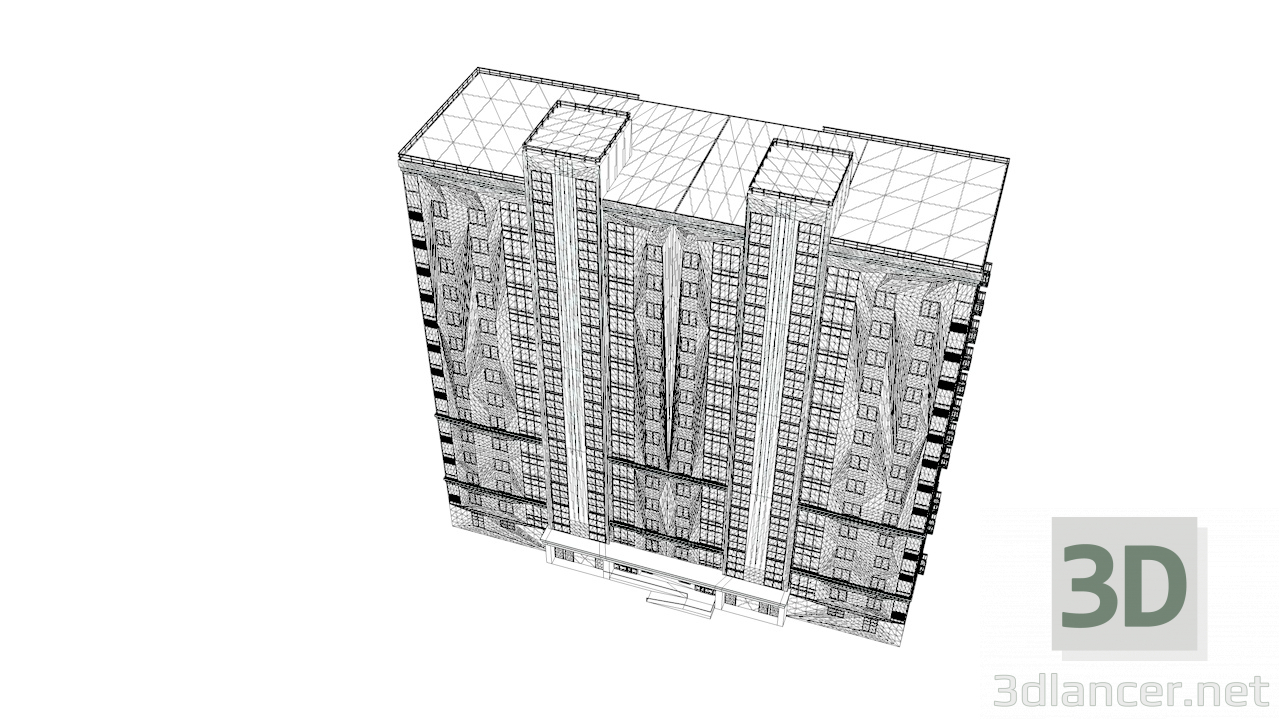 3d модель будинок квартирний – превью