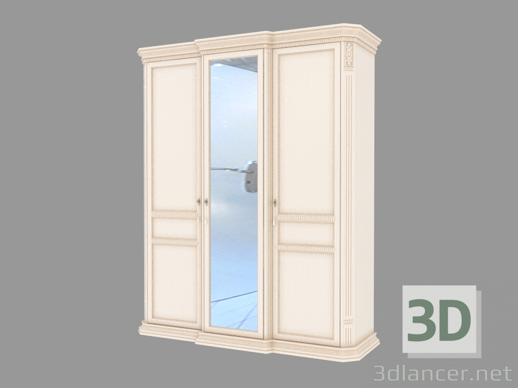 3d model 3-door wardrobe with mirror (1926x2337x644) - preview