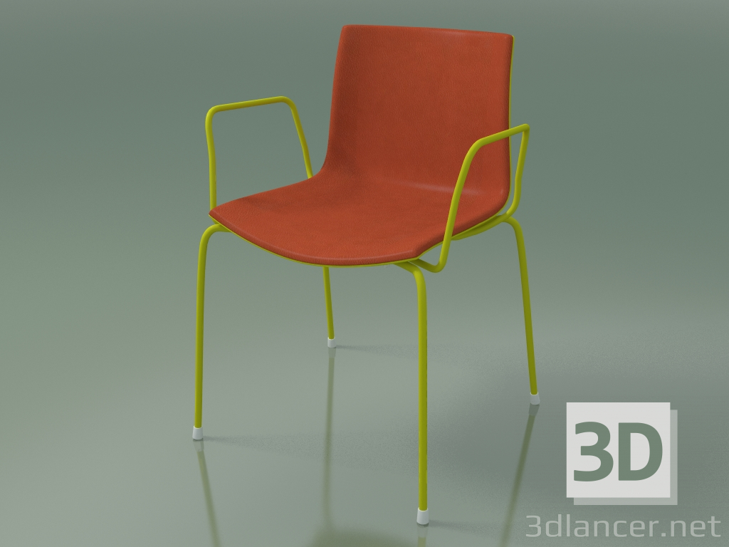 3d model Silla 0458 (4 patas con reposabrazos y tapizado delantero, polipropileno PO00118, V13) - vista previa