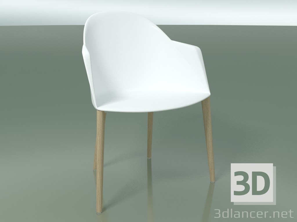 3d model Silla 2223 (4 patas de madera, polipropileno PC00001, roble blanqueado) - vista previa