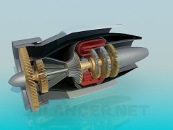 Turbine von Flugzeugen im cutaway