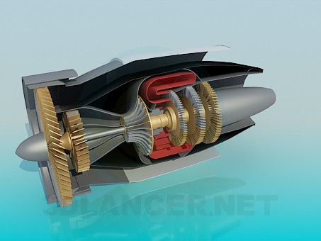 Modelo 3d Turbina de aeronaves em fraque - preview