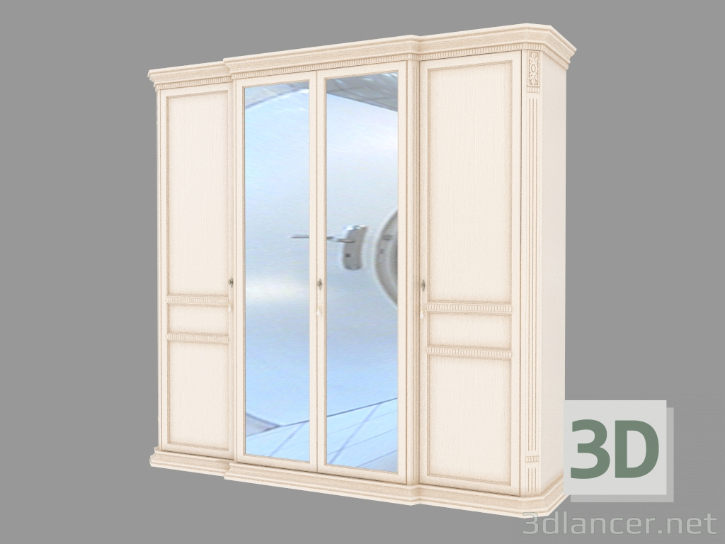 3d model Caja de 4 puertas con espejo (2456x2337x693) - vista previa