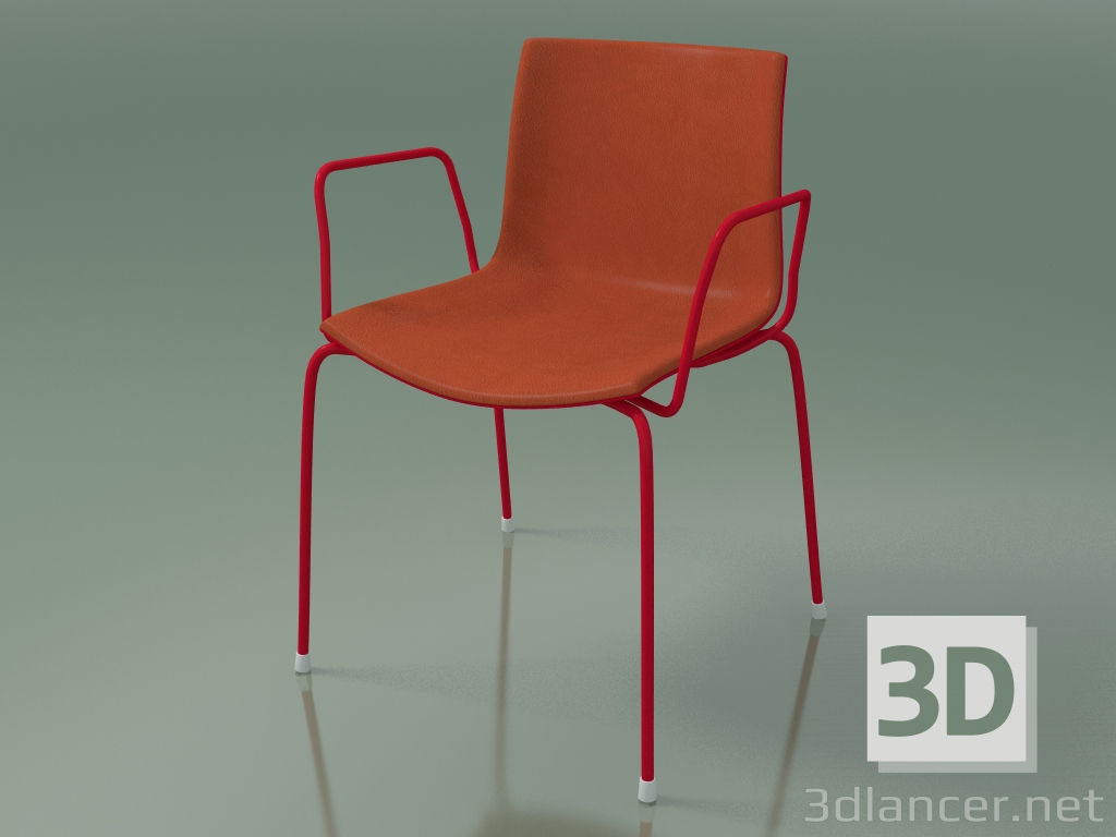 modello 3D Sedia 0458 (4 gambe con braccioli e rivestimento frontale, polipropilene PO00104, V48) - anteprima