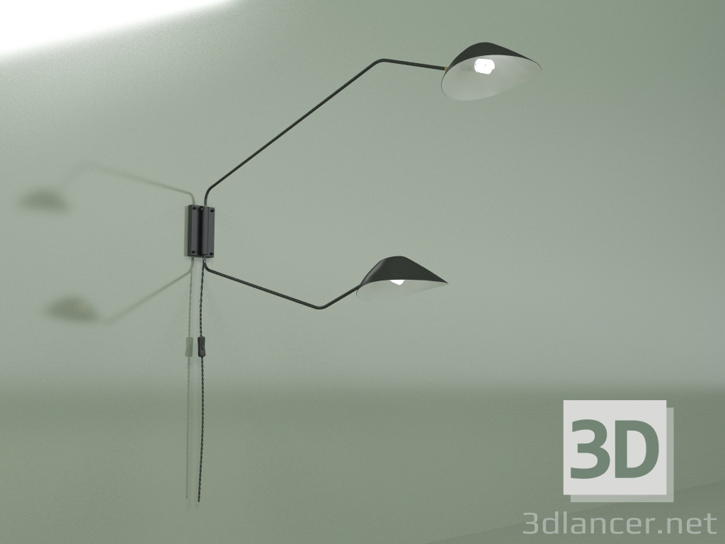 modello 3D Lampada da parete Collet 2 lampade (nero) - anteprima