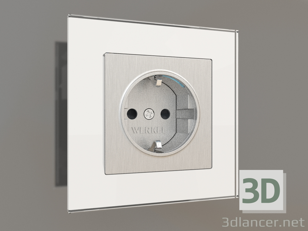 3D Modell Steckdose mit Erdung, Klappen und Beleuchtung (silber geriffelt) - Vorschau