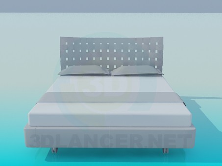 3d model Cama con cabecero somier de láminas - vista previa