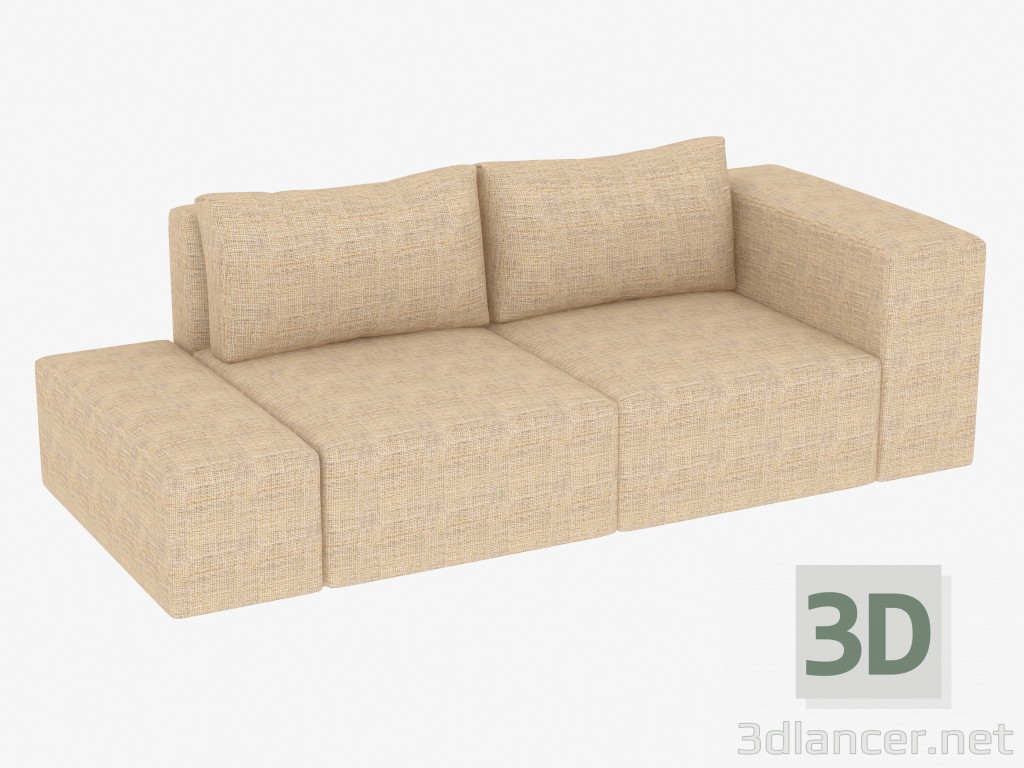 3d model Sofá moderno doble - vista previa