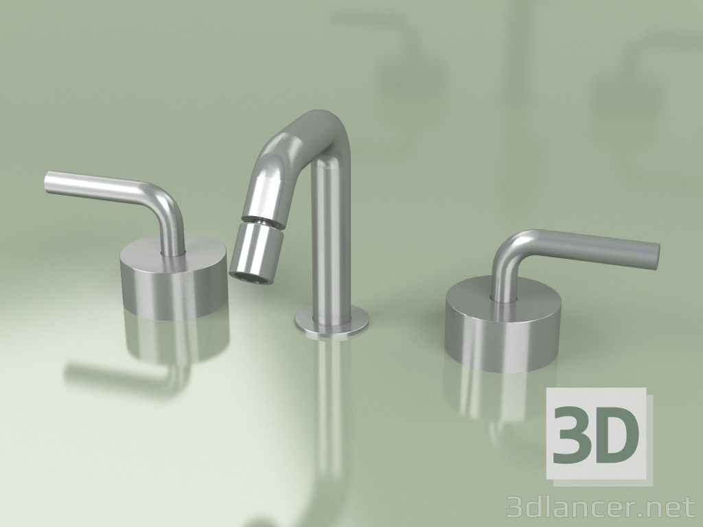 3D Modell Set mit 2 Absperrventilen für Bidet mit verstellbarem Auslauf 133 mm hoch (14 37 V, AS) - Vorschau