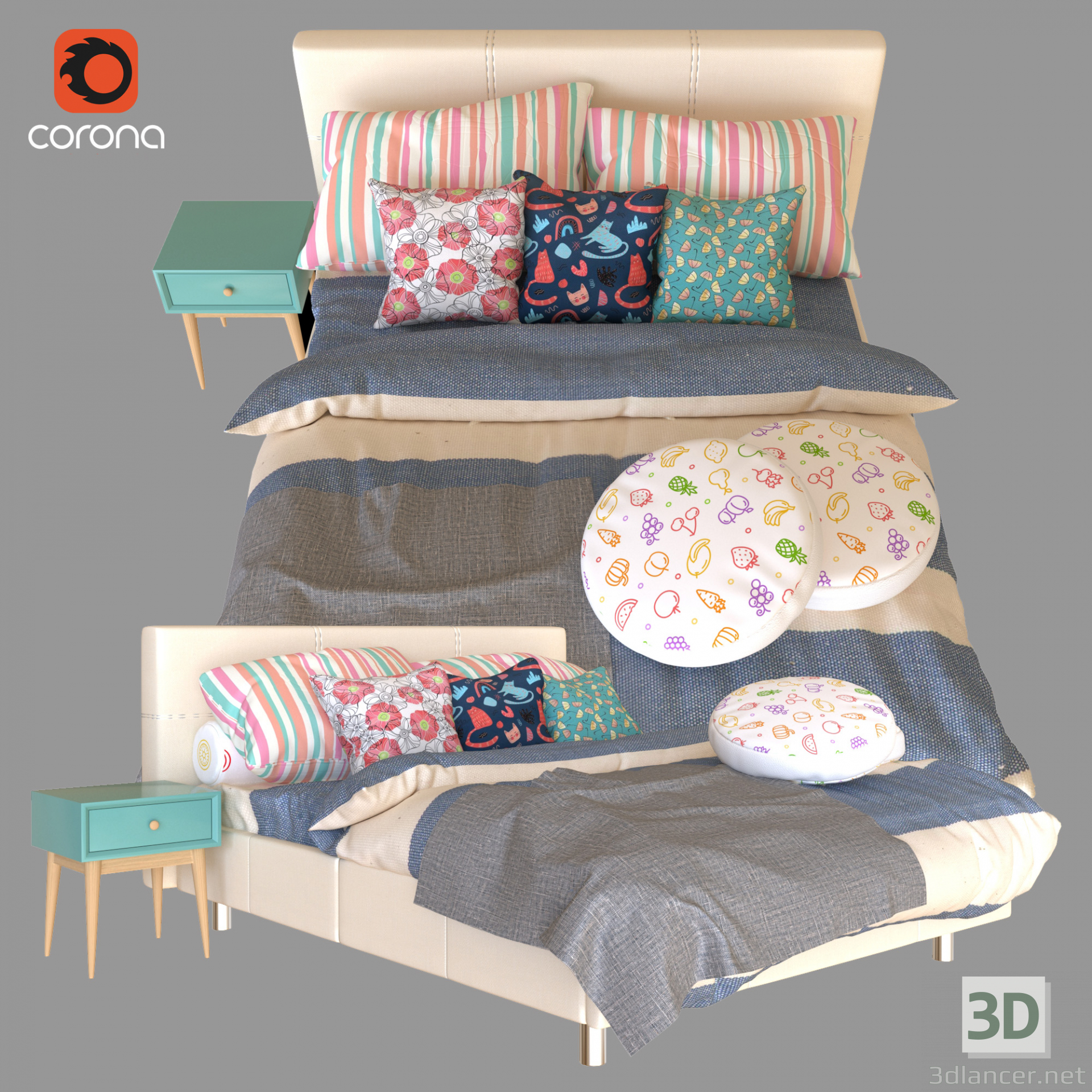 Bed_01 3D modelo Compro - render