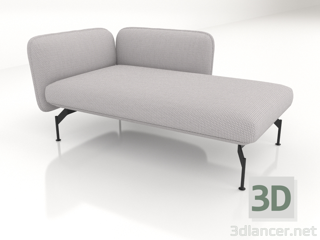 modello 3D Chaise longue con bracciolo 85 a destra - anteprima