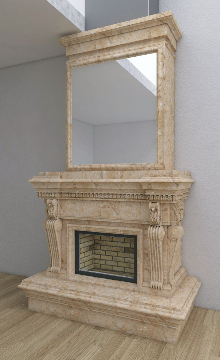 3d Victorian fireplace model buy - render