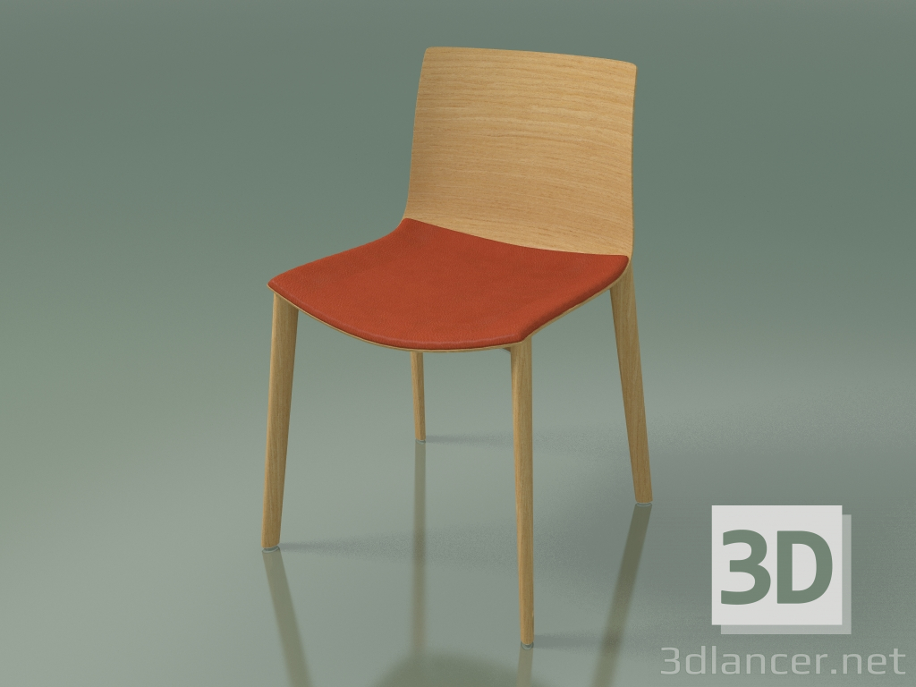 3d model Chair 0308 (4 wooden legs, with a pillow on the seat, natural oak) - preview