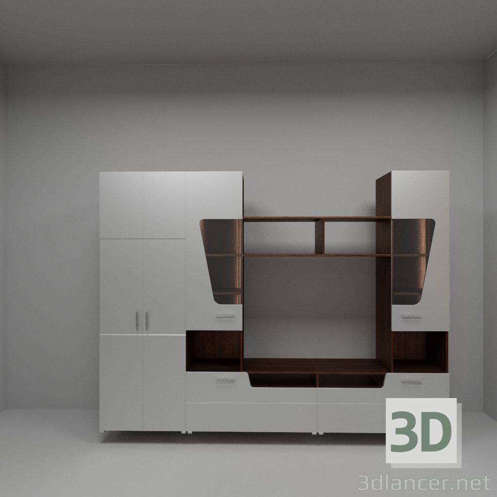 La unidad de pared para el salón 3D modelo Compro - render