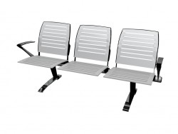 इस्पात armrests के साथ एक सम्मेलन के लिए ट्रिपल बेंच