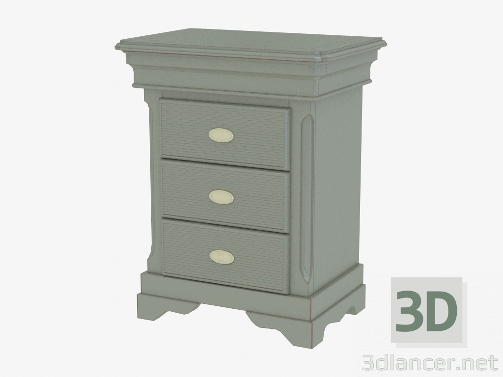 modello 3D Comodino con tre cassetti FS2206 - anteprima