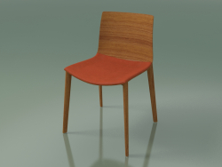 Silla 0308 (4 patas de madera, con almohada en el asiento, efecto teca)