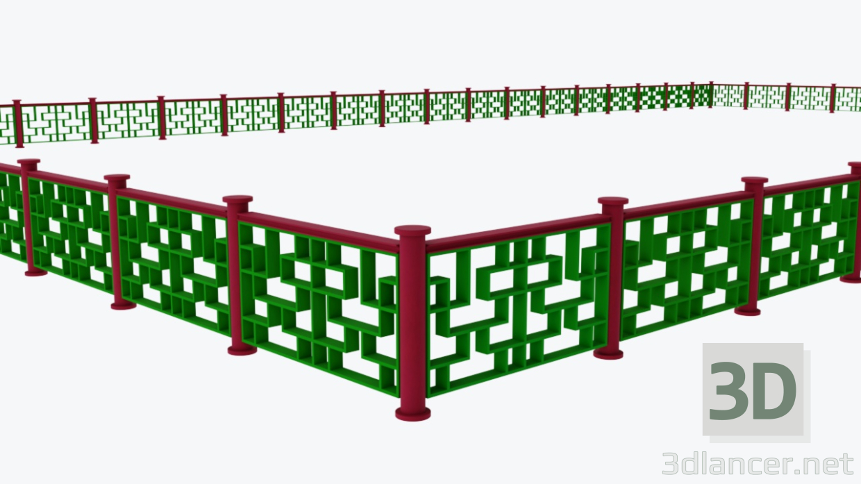 3D Modell Chinesischer Zaun - Vorschau